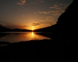 小野川湖に沈む夕陽